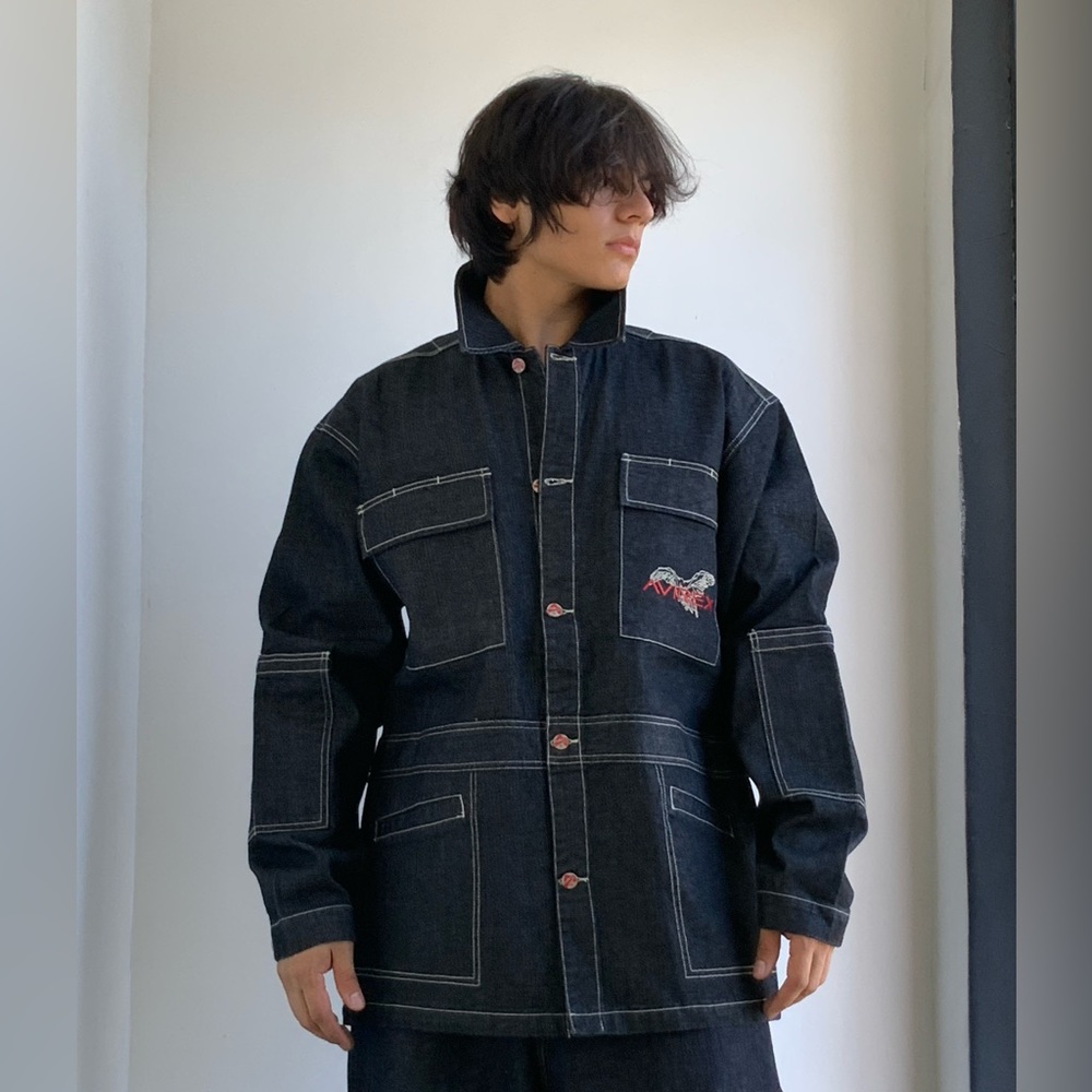 Men's Avirex Raw Black Casual Denim Jacket